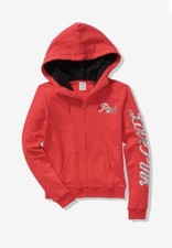 NEW Victoria's Secret Bling Sherpa Hood Perfect Full Zip Hoodie Red XS