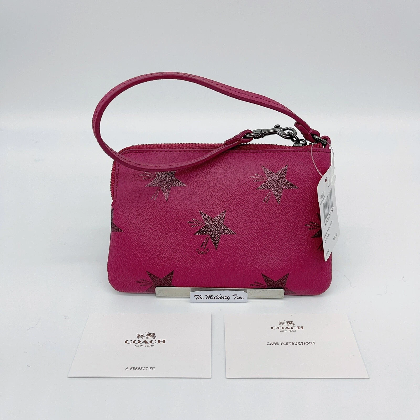 Coach F64239 Polso con cerniera ad angolo stampa Cranberry Star Canyon Nuovo con etichette Org $75