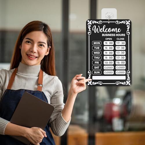 2Pcs Business hours sign Open hours signs for business Changeable store black - Picture 4 of 8