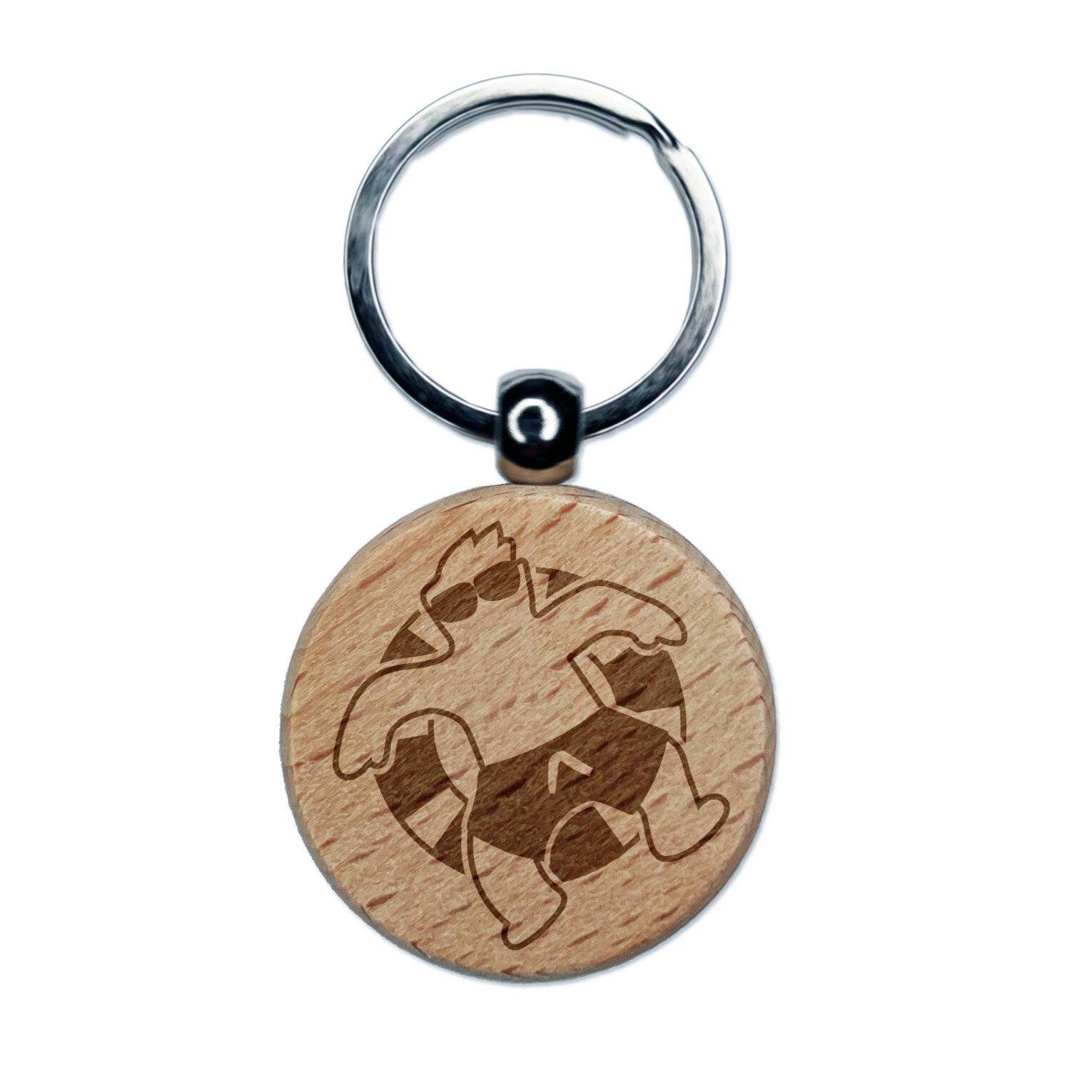 Summer Man in Swimsuit Floating Engraved Wood Round Keychain Tag Charm