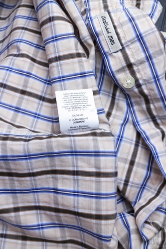 Peak Performance ADAM S Men Casual Shirt Short Sleeves Beige Check Cotton size L - Picture 6 of 6