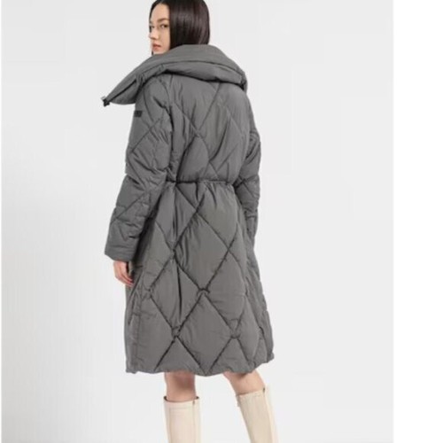 NWT DKNY Pillow Collar Diamond Quilt Long Puffer jacket with oversized collar XL - Picture 6 of 14