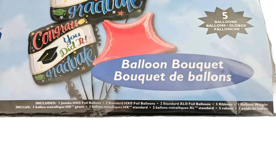 Anagrama FELICIDADES GRADUADO ¡Lo hiciste! Ramo de 5 globos de más de 6 pies Alto y peso Foto 3 de 3