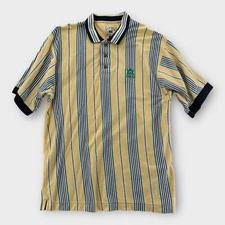 VINTAGE Cutter & Buck Polo Shirt Mens XL Yellow Striped Cotton Golf Rugby Y2K