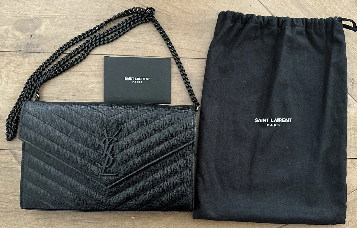 Saint Laurent Wallet on Chain Monogram Quilted Leather Black Cross Body Bag