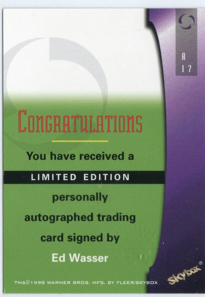 Babylon 5 Season Five SkyBox 1998 Auto Autograph A17 Ed Wasser as Morden - Image 2 of 2