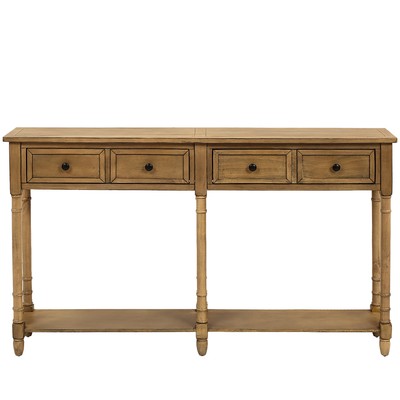 Console Table Sofa Table Easy Assembly with Two Storage Drawers and Bottom Shelf