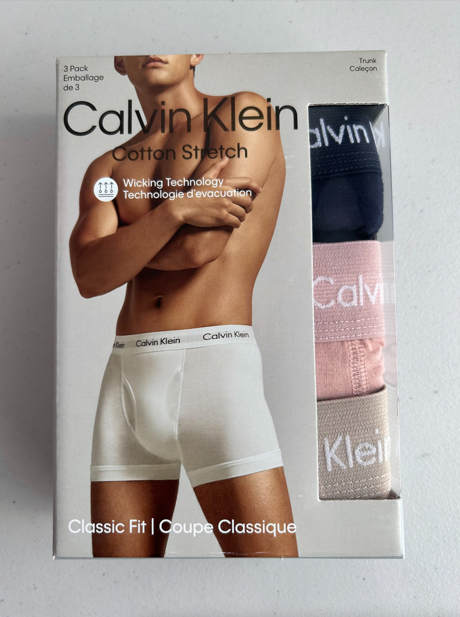 NEW Calvin Klein 3-Pack Mens Cotton Stretch Trunk, Medium, NB2615