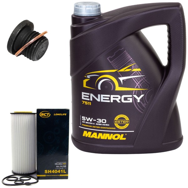 MotoröL Set 5W-30 5 Liter + ÖLfilter SH 4041 L + Schraube FüR Audi A4 A6 A8 2.4-image