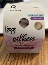 L'eggs Silken Mist Ultra Sheer Leg Tights Nylons Control Top Sun Beige Size Q