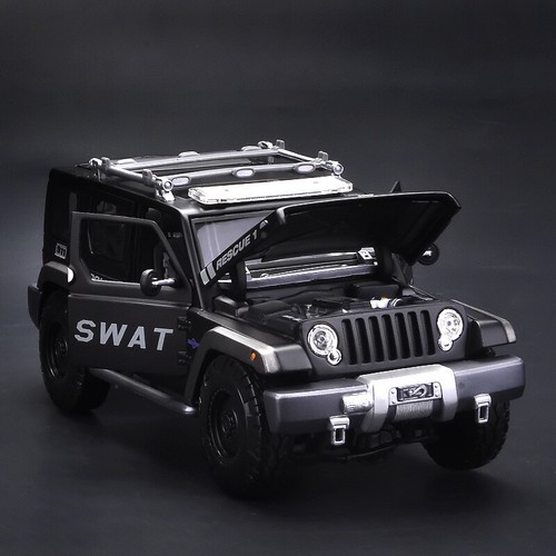 1:18 Jeep Wrangler Rescue Car Police Car Alloy Simulation Car Model Collection - Picture 6 of 17