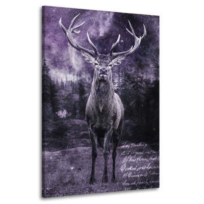 Hirsch Great World Tier Wandbild Leinwandbild Kunstdruck XL Deko
