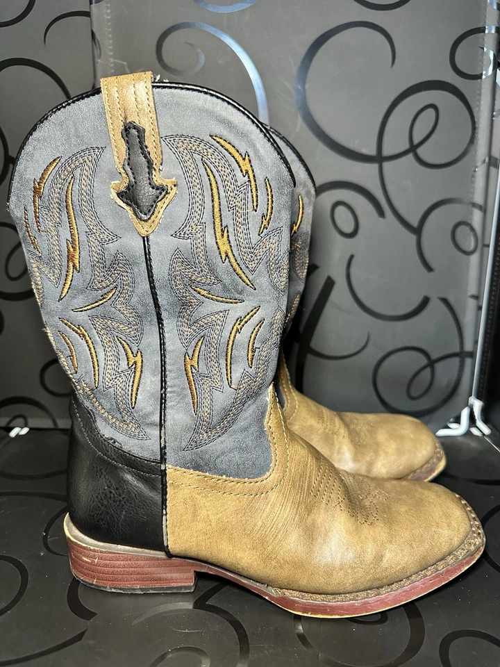 Roper Western Boots Boy 6" Dalton Faux Leather Tan 09-017-1900-2805 TA Size 2 - Image 3 of 4