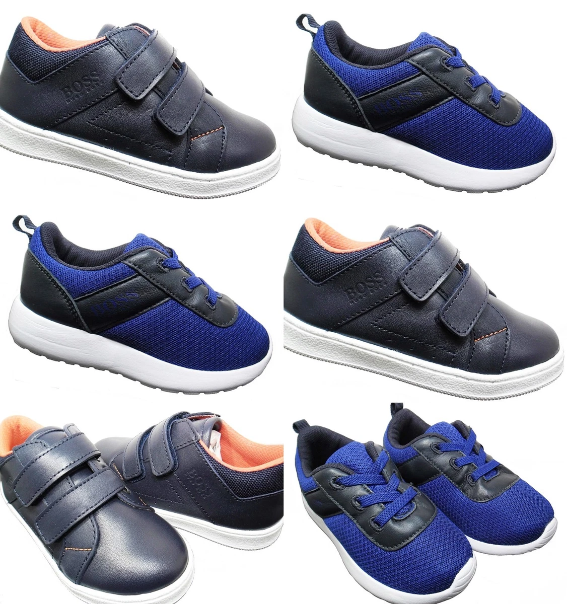 Kids Hugo Boss Trainers New Infants 2-Strap Elastic Lace Shoe Sale Size 5-9 | eBay