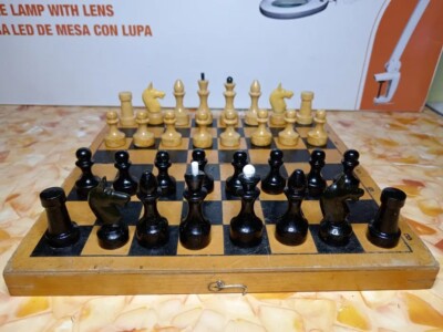 OLD ''Khalturin'' Vintage Wooden Chess Set Soviet USSR