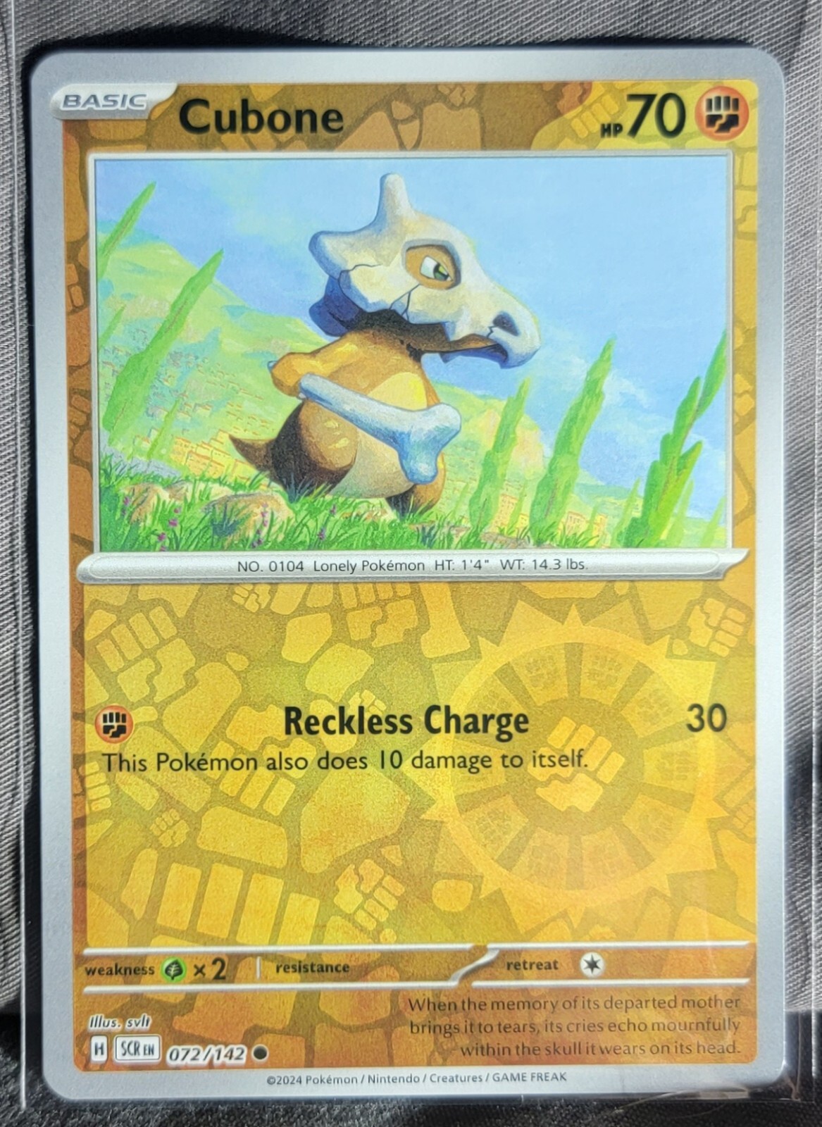 Pokemon TCG Cubone 072/142 S&V Stellar Crown Common Reverse Holo NM