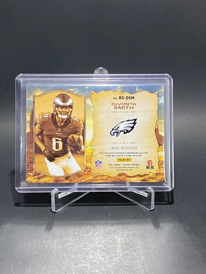 2021 Panini Playoff Devonta Smith Rookie Stallions Patch RC 48/50 Eagles Alabama - Image 2 of 2