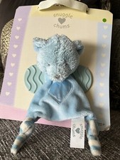 Toys R Us Bruin Snuggle Chums Blue Teddy Bear Teething Baby Comforter Rare New