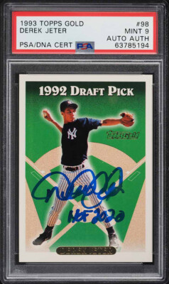 1993 Topps Gold #98 Derek Jeter Auto RC Card Inscribed HOF 2020 