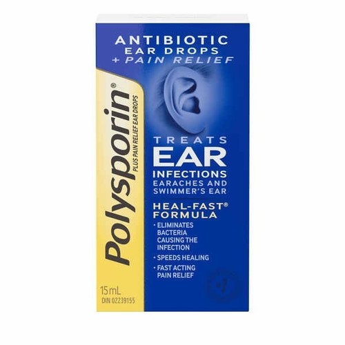 Polysporin Antibiotic Ear Drops Treats Ear Infections 15 ml HealFast