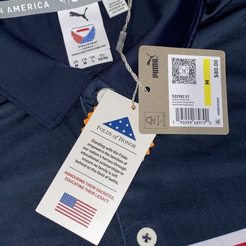 PUMA Volition America USA Stars Flag Golf Polo Shirt Folds of Honor Men's M NWT - Picture 4 of 6