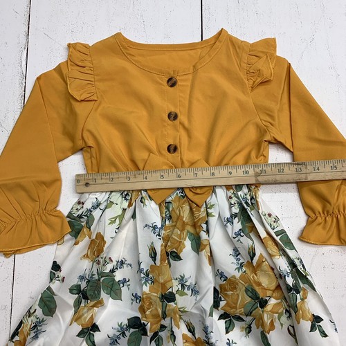 Girls Yellow/White Floral Dress Size 5 - Picture 4 of 4