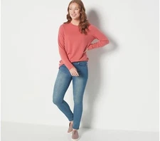 Denim Co Comfort Zone Soft Blend French Terry Sweatshirt-Clay Red-XL-A453572