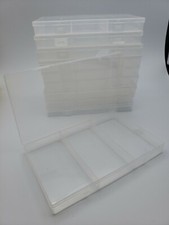 Lot Of 3 Plastic Containers with 3 sections click top lids 7" X 4.5" X .75"