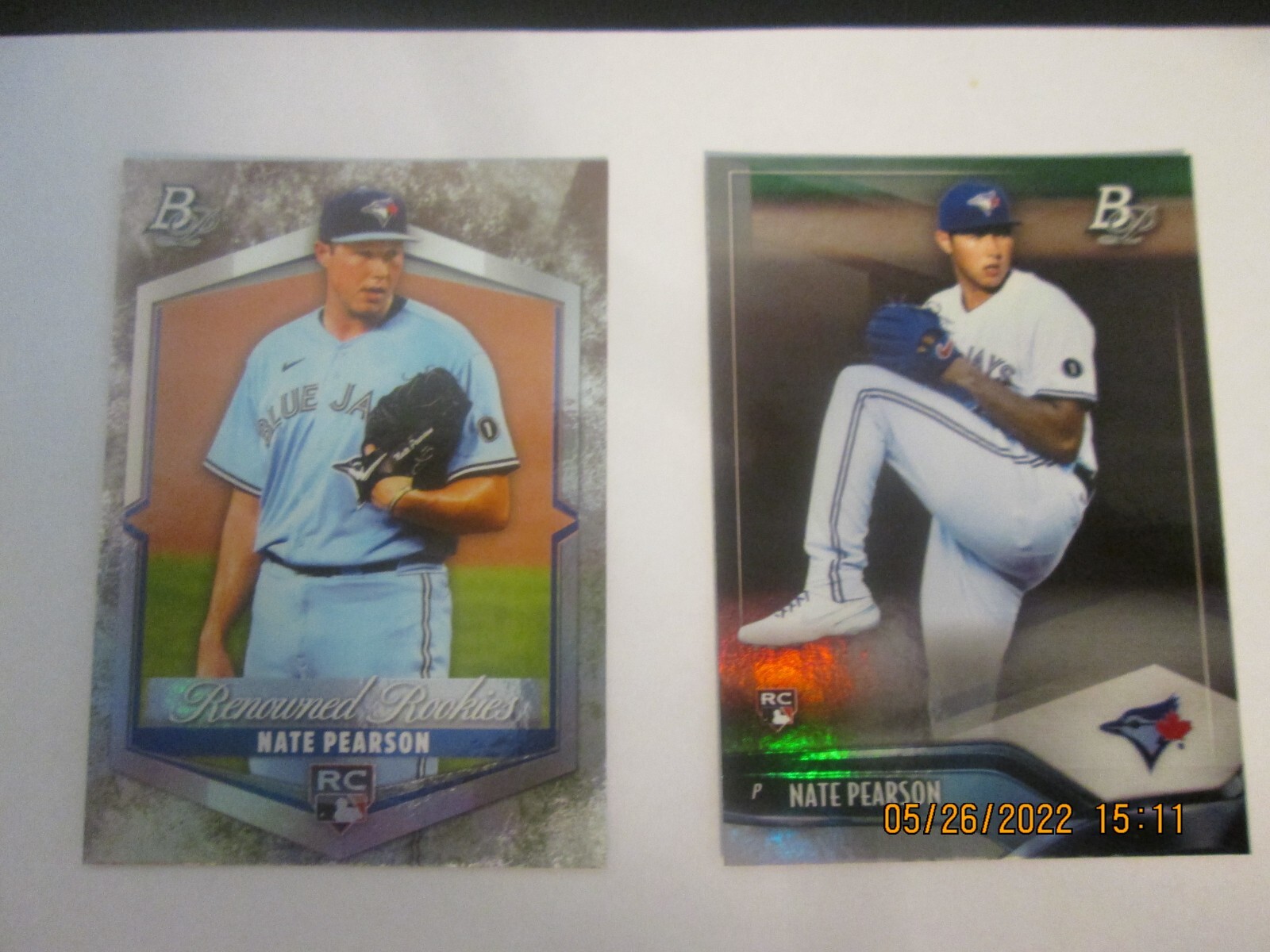 NATE PEARSON 2021 BOWMAN PLATINUM RENOWNED ROOKIES & REG. ROOKIE #RR-9 & #80