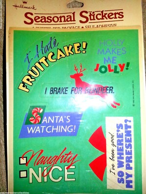 Karten 1985 Weihnachten Sticker 4 Blätter Vintage Dichtungen Santa Rentier Neu