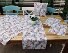 Shabby Chic Rosen Tisch Set Tischdecke Tischläufer Platzdeckchen Kissen Typ293