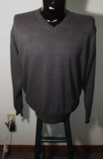 BROOKS BROTHERS Golf Gray Long Sleeve V-Neck Sweater Men's Size L