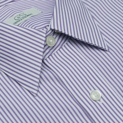 Cooper & Stewart 16 x 32/33 Classic Fit Lavender Stripe Men's Dress Shirt