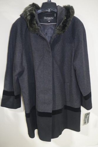 JJ - NWT $ $320 Forecaster Boston Womens 16 Lambswool Blend Hood Faux Fur Trim - Picture 5 of 11