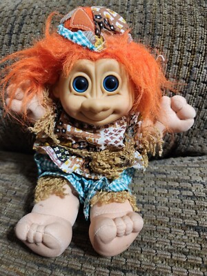 Vtg Russ Troll Scarecrow Doll Patches Halloween Autumn Plush 2425 Wee Troll Kidz