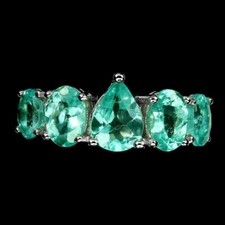 Silver Ring Apatite Natural Blue Gems Solid Sterling Size R 1/2  US 9