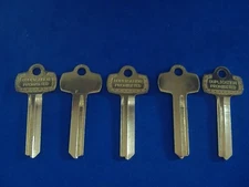 LOT OF FIVE NICKEL SILVER FITS BEST KEY BLANKS FOR "F"  KEYWAY