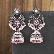 3" Silver-Tone Earring Set Boho Bell Retro Dangle Drop Hook New Free Ship 9904