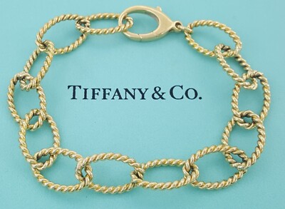 TIFFANY　Oval Link Bracelet Tiffany & Co. Blue Enamel Clasping Oval Link bracelet For