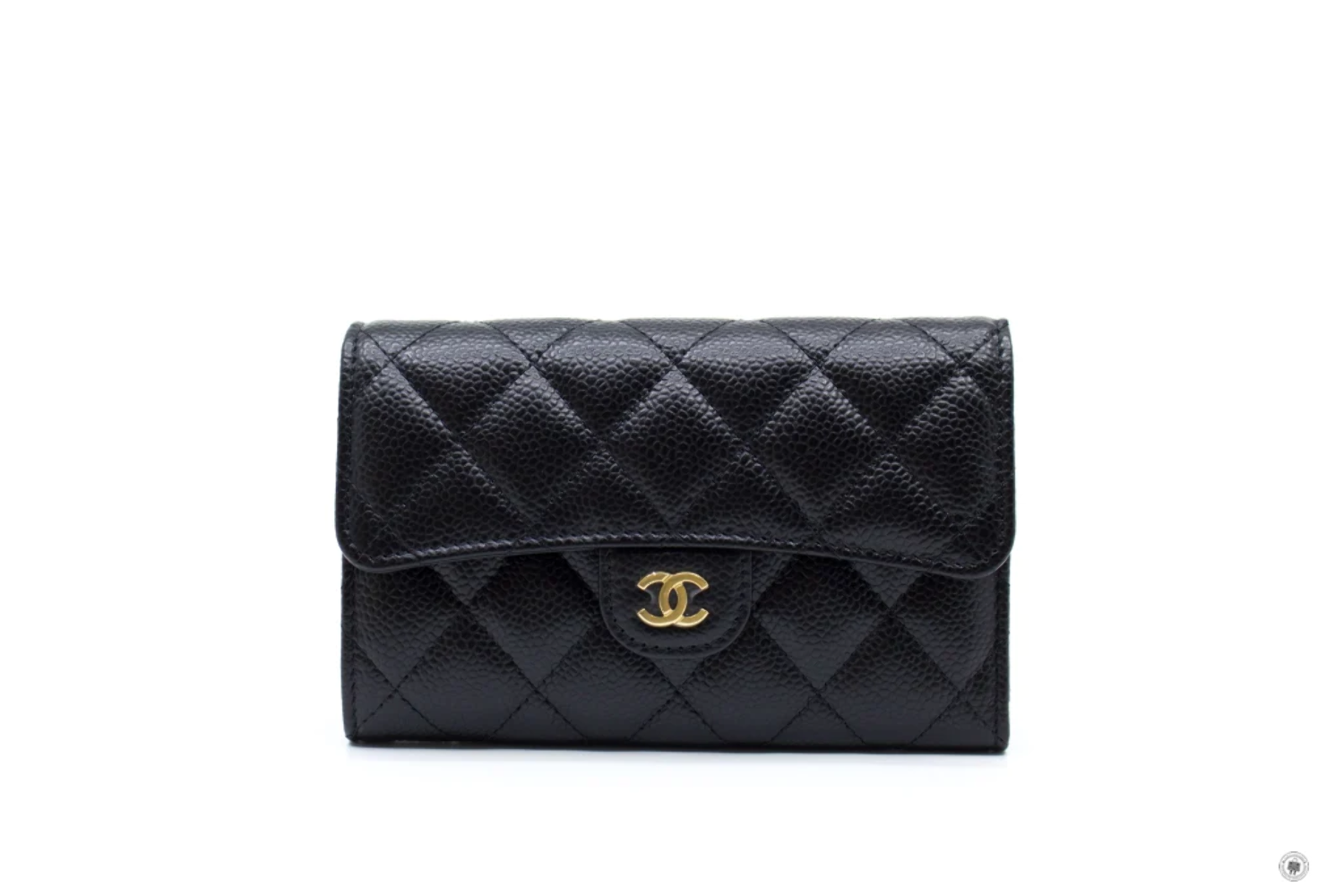 NEW Chanel AP0232Y01864 Classic Flap Wallet Black / C3906 Caviar Short  Wallet Gh