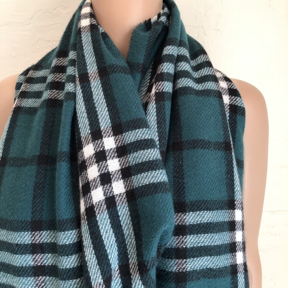Hunter Green/ Black Plaid Fleece Lightweight Warm Winter Neckwear Scarf