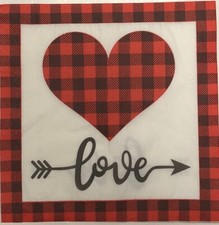 Two Individual paper luncheon napkins decoupage Valentine Heart Red Black Love