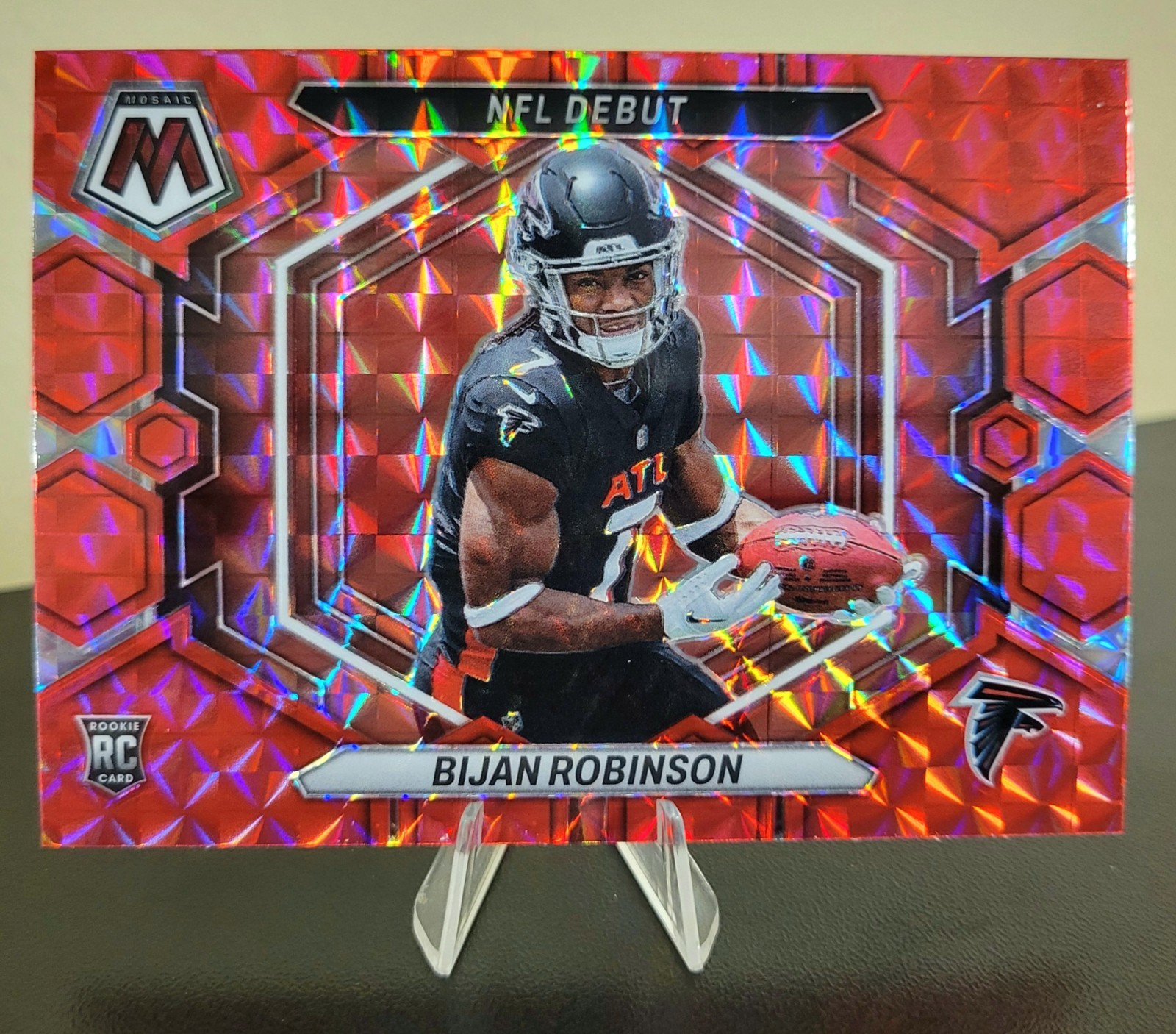 2023 Panini - Mosaic Football NFL Debut Bijan Robinson Red Mosaic Prizm ND-9 RC