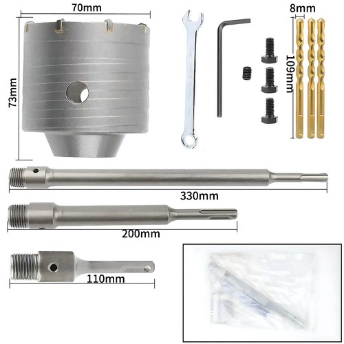 30mm-160mm CORE DRILL BIT SDS PLUS HEX TCT Masonry Brick Hole Cutter Drilling - Picture 4 of 9