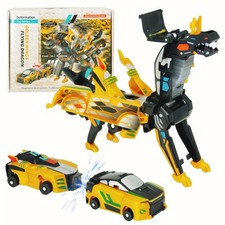Collision Transforming Dinosaur Car Toy,2 Magnetic Cars Transform Into Dinosa...