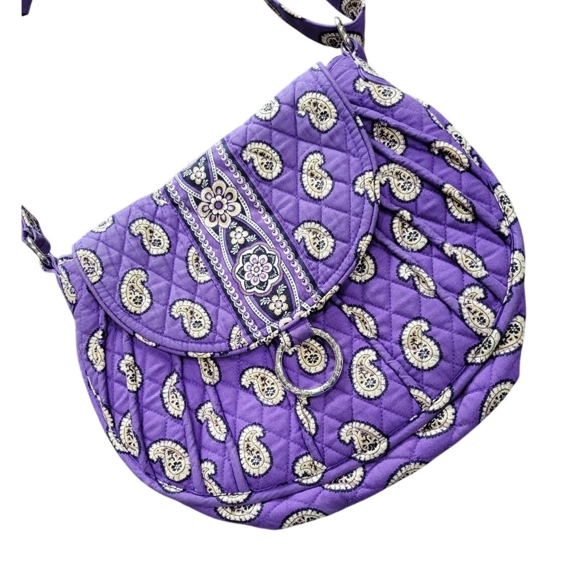 Borsa a tracolla donna Vera Bradley Saddle Up viola paisley