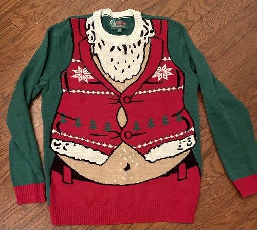 Ugly Christmas Sweater Co. Unisex Chubby  Santa Ugly Christmas Sweater—Size XL