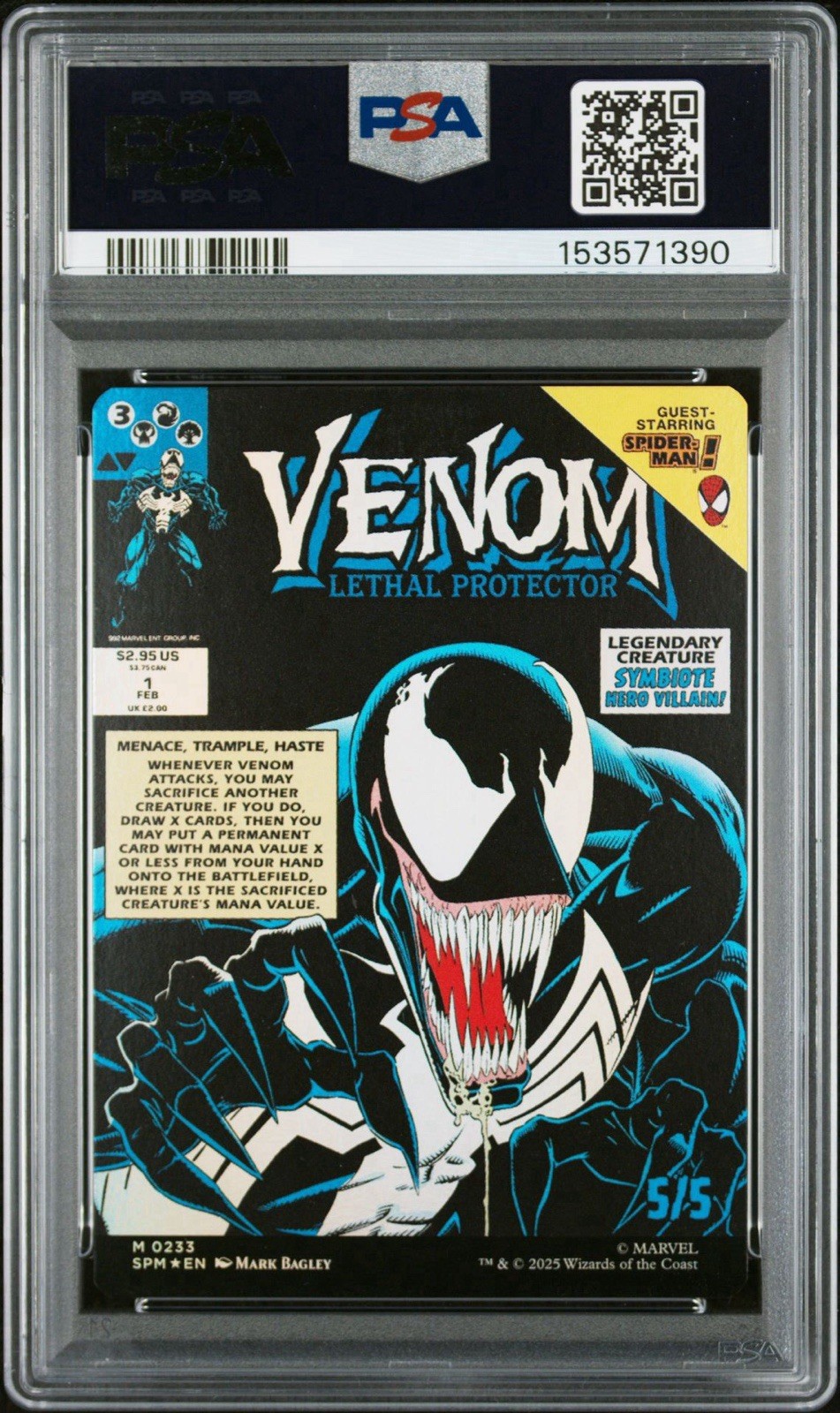 EDDIE BROCK VENOM LETHAL PROTECTOR COMIC FOIL SPIDERMAN SPM 0233 MTG PSA 10 view 3