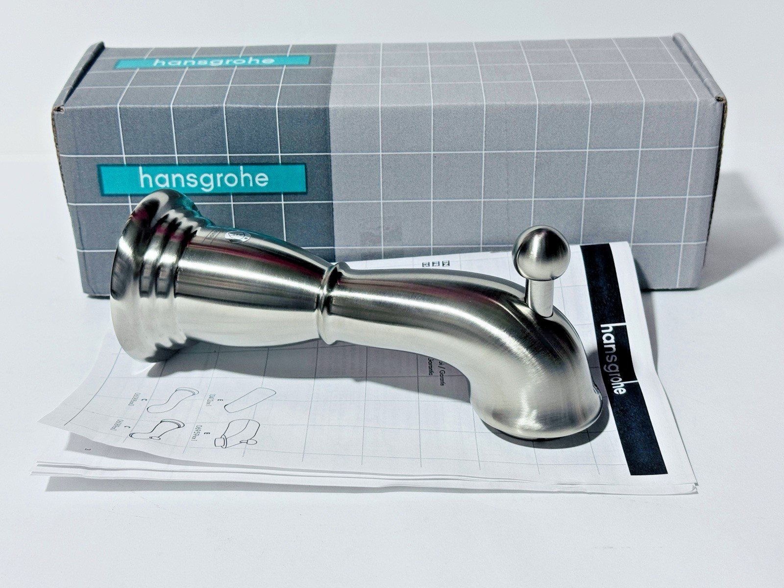 Hansgrohe 06089820 Bath Tub Spout With Diverter, Brushed Nic