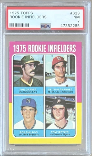 1975 TOPPS #623 ROOKIE INFIELDERS KEITH HERNANDEZ & PHIL GARNER PSA 7 NM